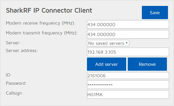 openSPOT1 SharkRF IP Connector Client