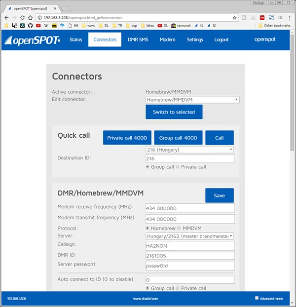 openSPOT1 connectors page