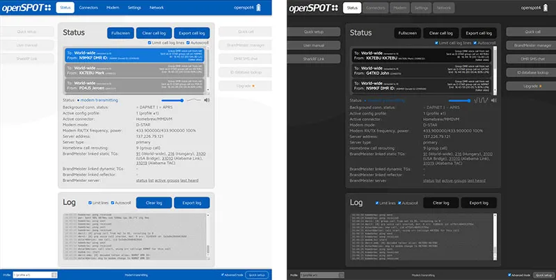 Web interface themes