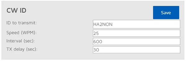openSPOT1 Modem CW ID page