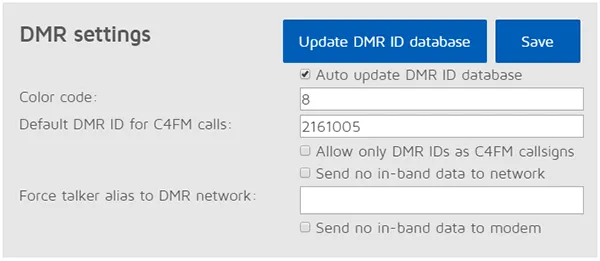 openSPOT1 DMR settings