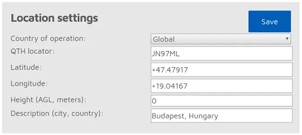 openSPOT1 location settings