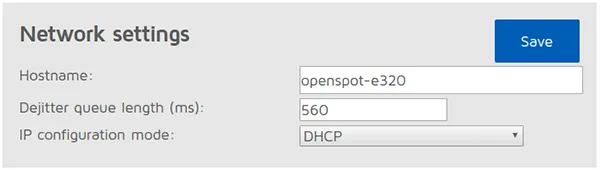 openSPOT1 network settings